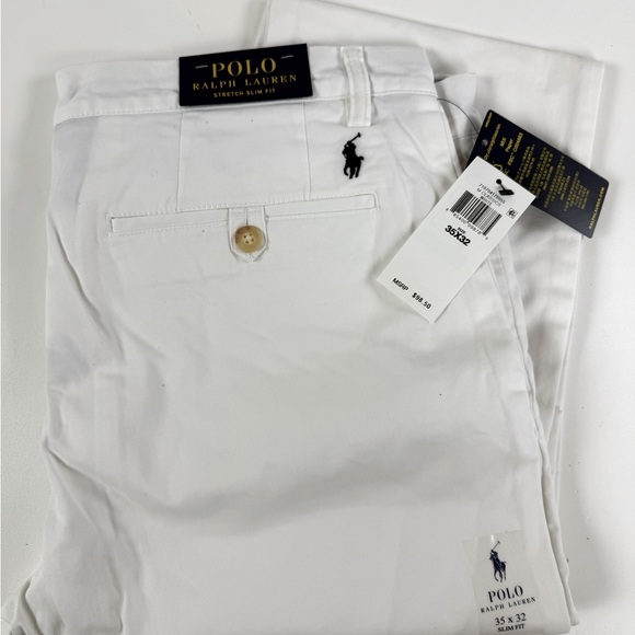 Polo Ralph Lauren RL Stretch Slim Fit Khaki Chinos Pants NWT New White w  Pony